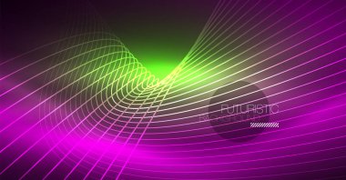 Neon parlayan sihirli arka plan, neon afiş, gece gökyüzü duvar kağıdı. Sihirli ışığı efekti. Noel soyut desen.