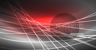 Dijital teknoloji arka plan - neon geometrik tasarım. Soyut parlak çizgiler. Renkli techno arka plan. Fütüristik şekli.