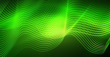 Soyut parlak glowinng renk dalga tasarım öğesi üzerinde koyu arka plan - bilim ya da teknoloji kavramı