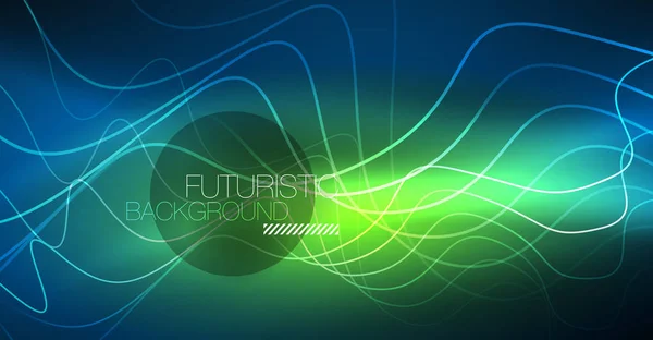 Glowing abstract wave on dark, shiny motion, Christmas and New Year magic space light. Techno abstract background — Stock Vector