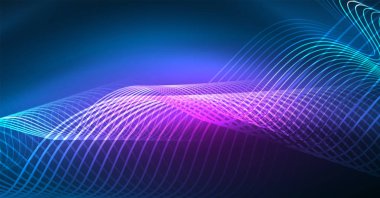 Soyut dalga koyu, parlak hareket üzerinde parlayan, Noel ve yeni yıl alan ışık sihirli. Techno arka plan