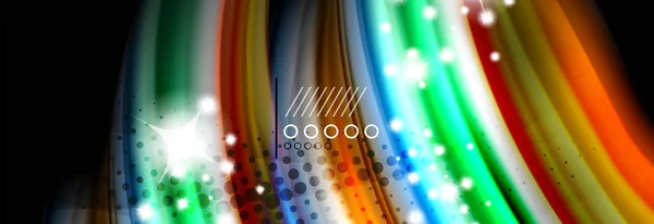 Regenboog kleur vloeistof Golf regels stromen poster. Wave vloeibare vormen ontwerp — Stockvector