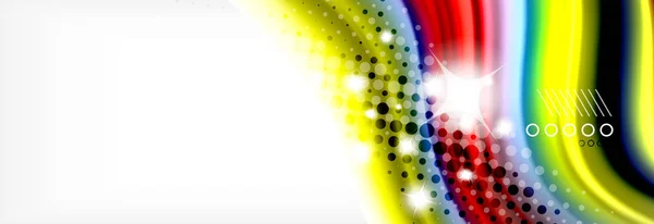 Líneas de onda abstractas líquido fluido arco iris estilo color rayas fondo. Ilustración artística para presentación, fondo de pantalla de aplicaciones, banner o póster — Vector de stock