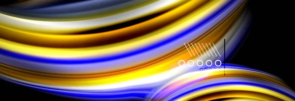 Couleur arc-en-ciel fluides lignes d'onde affiche de flux. Conception de formes liquides ondulées — Image vectorielle