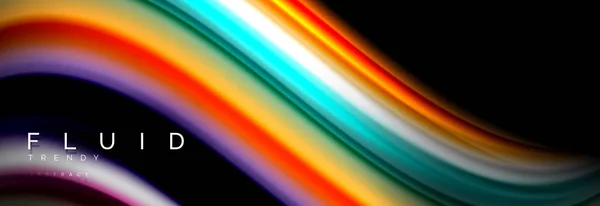 Abstrakte Wellenlinie Wasser 3d Hintergrund. wellenförmige Flüssigkeit. Farbspritzer auf Schwarz — Stockvektor