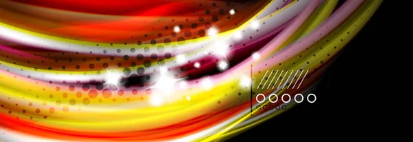 Rainbow färg vätska påfyllnadsrader flöde affisch. Wave flytande former design — Stock vektor