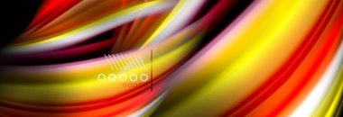 Gökkuşağı renkli sıvı dalga çizgiler poster akışı. Dalga sıvı şekil tasarım