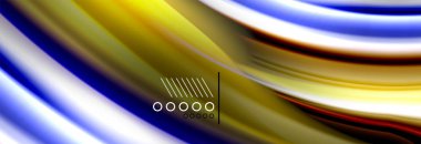 Gökkuşağı renkli sıvı dalga çizgiler poster akışı. Dalga sıvı şekil tasarım