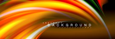 Sıvı renk arka plan, soyut dalgalar çizgiler, renkler ışık zemin üzerinde ışık efektleri ile karıştırma bulanık. Sunum, app duvar kağıdı, başlık sayfası veya poster için sanatsal illüstrasyon vektör