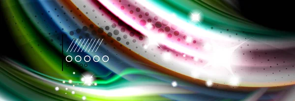 Cartel de flujo de líneas de onda fluida color arco iris. Onda Diseño de formas líquidas — Archivo Imágenes Vectoriales