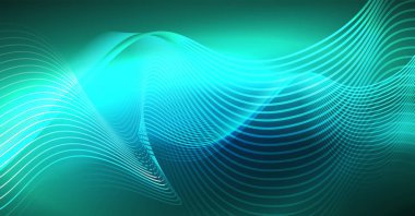 Soyut dalga koyu, parlak hareket üzerinde parlayan, Noel ve yeni yıl alan ışık sihirli. Techno arka plan