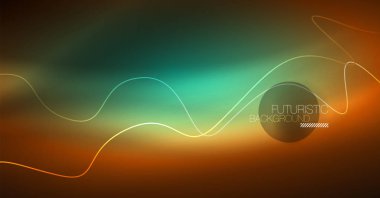 Soyut parlak glowinng renk dalga tasarım öğesi üzerinde koyu arka plan - bilim ya da teknoloji kavramı