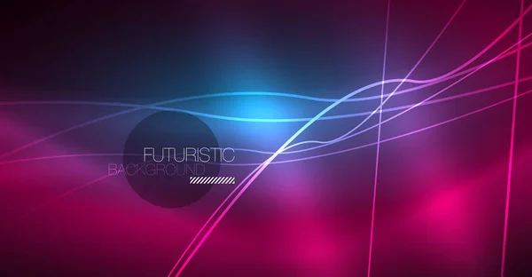 Digital technology abstract background - neon geometric design. Abstract glowing lines. Colorful techno background. Futuristic shape. — Stock Vector