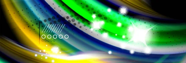 Colore arcobaleno fluido onda linee flusso poster. Onda Forme liquide design — Vettoriale Stock