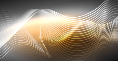 Neon satırları dalga geçmiş. Soyut Kompozisyon