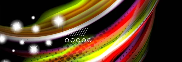 虹色流体波のラインの流れのポスター。波液体の形状設計します。 — ストックベクタ