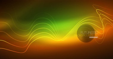 Soyut parlak glowinng renk dalga tasarım öğesi üzerinde koyu arka plan - bilim ya da teknoloji kavramı