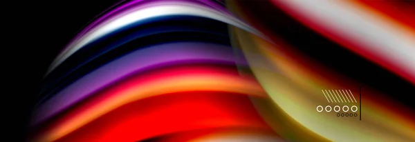 Gökkuşağı renkli sıvı dalga çizgiler poster akışı. Dalga sıvı şekil tasarım — Stok Vektör
