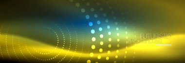 İçini kaplamak çizmek, yuvarlak parlak neon daire çizgi nokta tarzı siyah arka plan üzerine soyut. Neon soyut yuvarlak daire Magic neon ışıkları ve parlak nokta