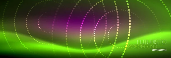Latar belakang lingkaran titik-titik neon hijau - Stok Vektor