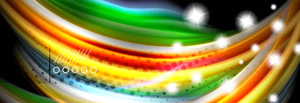 Regenbogenfarbe Flüssigkeitswellen Linien fließen Poster. Design flüssiger Wellenformen — Stockvektor