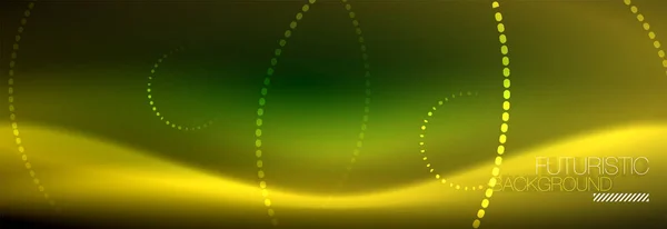 Latar belakang abstrak neon kuning dengan lingkaran bertitik - Stok Vektor