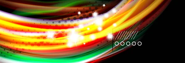 Cartel de flujo de líneas de onda fluida color arco iris. Onda Diseño de formas líquidas — Vector de stock