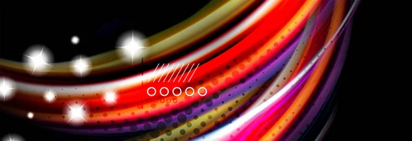 Ουράνιο τόξο χρώμα υγρό κύμα γραμμές ροής αφίσα. Σχεδιασμός υγρό κύμα σχήματα — Διανυσματικό Αρχείο