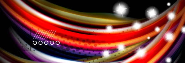虹色流体波のラインの流れのポスター。波液体の形状設計します。 — ストックベクタ