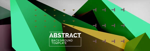 Bright colorful triangular poly 3d composition, abstract geometric background, minimal design, polygonal futuristic poster template — Stock Vector
