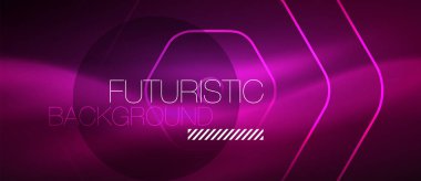 Neon parlayan dalga, sihirli enerji ve ışık arka plan. Vektör duvar kağıdı şablonu