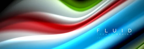 검정, 현대 추상적인 배경에 밝은 다채로운 액체 액체 라인 — 스톡 벡터