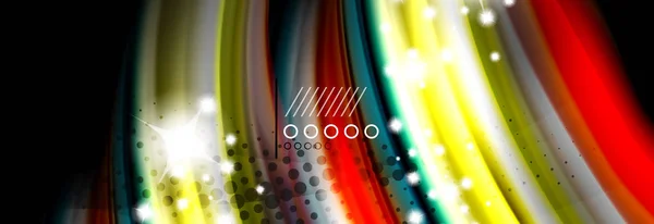 레인 보우 컬러 유체 웨이브 라인 흐름 포스터. 웨이브 액체 모양 디자인 — 스톡 벡터