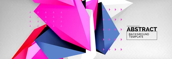 Ljusa färgglada trekantiga poly 3d sammansättning, abstrakt geometrisk bakgrund, minimal design, polygona futuristiska affisch mall — Stock vektor