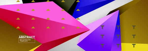 Composição triangular colorida brilhante do poli 3d, fundo geométrico abstrato, projeto mínimo, modelo futurista poligonal do cartaz —  Vetores de Stock