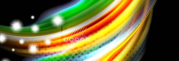 Regenbogenfarbe Flüssigkeitswellen Linien fließen Poster. Design flüssiger Wellenformen — Stockvektor