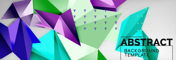 Mosaico triangular 3d formas composição, geométrico moderno fundo. Design de triângulos e polígonos — Vetor de Stock