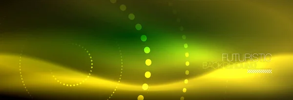 Gelber neon abstrakter Hintergrund mit gepunkteten Kreisen — Stockvektor