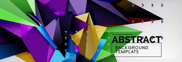 Абстрактний фон, композиція геометричних трикутників літаючого кольору на сірому — стоковий вектор