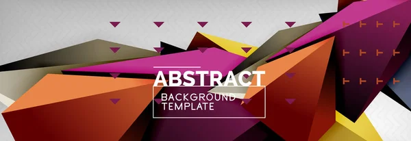 Bright colorful triangular poly 3d composition, abstract geometric background, minimal design, polygonal futuristic poster template — Stock Vector