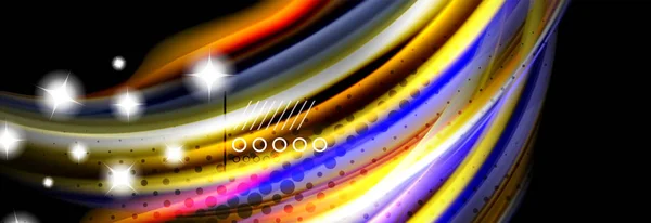 Cartel de flujo de líneas de onda fluida color arco iris. Onda Diseño de formas líquidas — Archivo Imágenes Vectoriales
