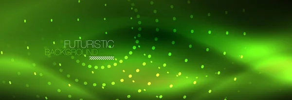 Groene neon bezaaid cirkels achtergrond — Stockvector