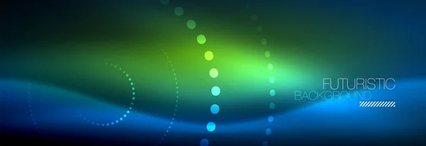 Świecące neon koło linii kropek, linii, kształt okrągły, streszczenie styl na czarnym tle. Abstrakcja Neon wokół kręgów magii neonów i trasie. — Wektor stockowy