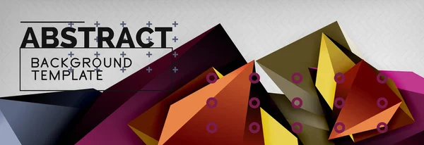 Composition poly 3d triangulaire colorée lumineuse, fond géométrique abstrait, design minimal, gabarit d'affiche futuriste polygonal — Image vectorielle