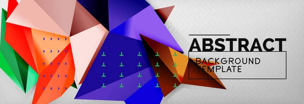 Fond abstrait, couleur volante composition géométrique triangles sur gris — Image vectorielle