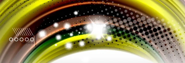 Linee d'onda astratte liquido fluido stile arcobaleno colore strisce sfondo. Illustrazione artistica per presentazione, app carta da parati, banner o poster — Vettoriale Stock