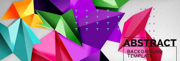 Mosaico triangular 3d formas composição, geométrico moderno fundo. Design de triângulos e polígonos — Vetor de Stock