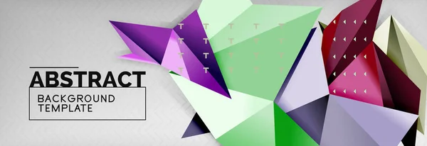 Abstracte achtergrond, kleur geometrische driehoeken samenstelling vliegen op grijs — Stockvector