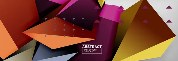 Colorido brillante composición triangular poli 3d, fondo geométrico abstracto, diseño minimalista, plantilla de póster futurista poligonal — Archivo Imágenes Vectoriales