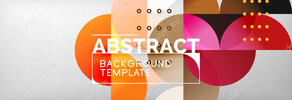 Abstract background, geometric composition, dynamic circles and round shapes design template